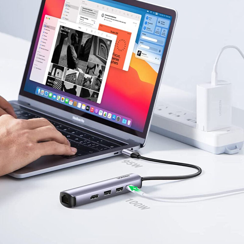 Hub Adaptador Multiportas Ugreen 5 em 1 Interface Usb Tipo C