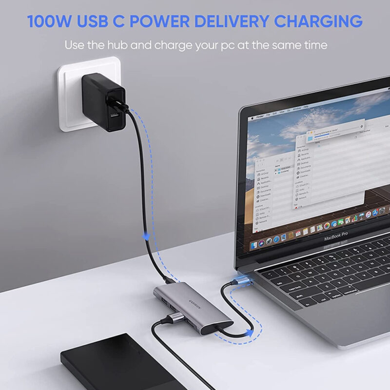 Hub Adaptador Ugreen Usb Tipo C 8 em 1 5Gbps Cinza