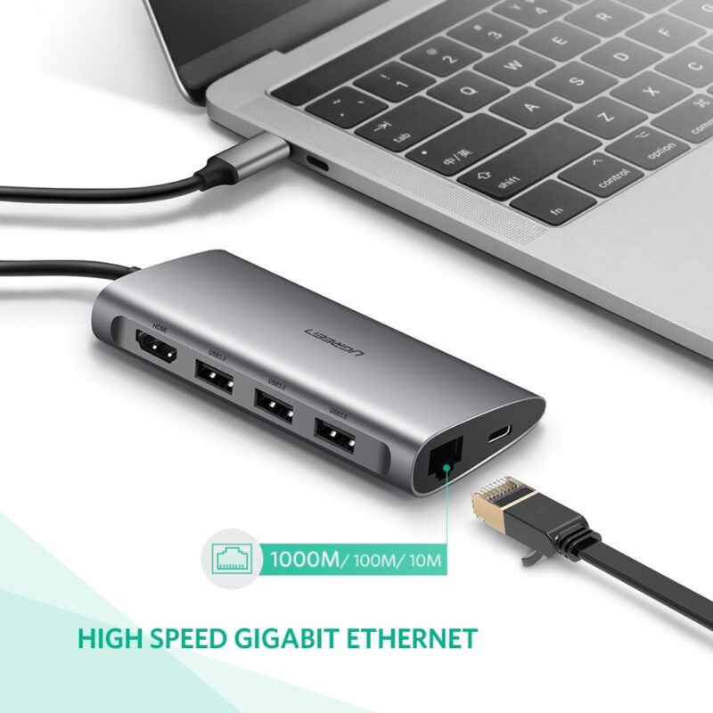 Hub Adaptador Ugreen Usb Tipo C 8 em 1 5Gbps Cinza