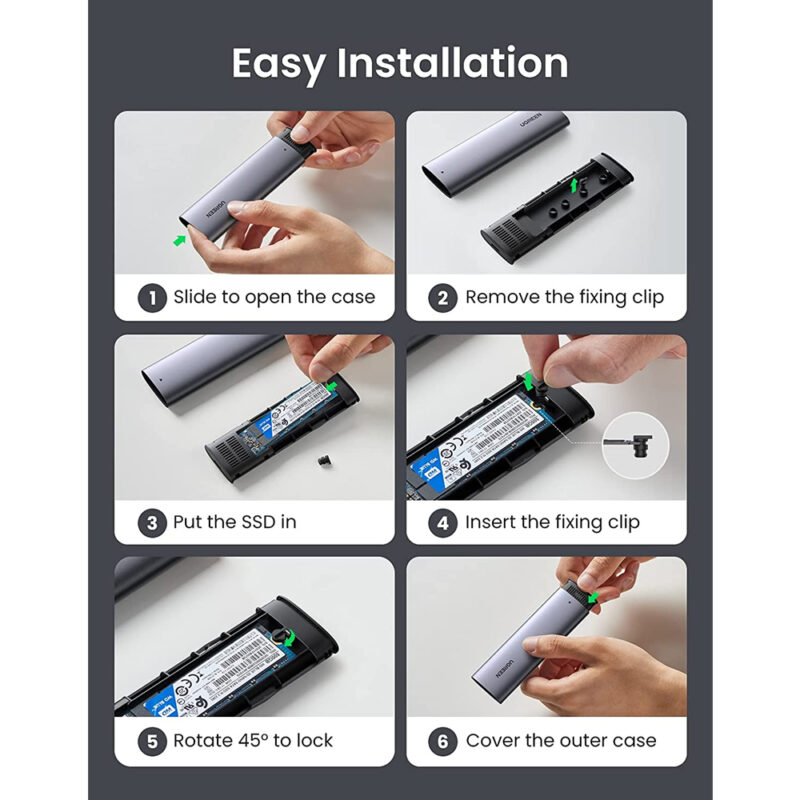 Case Externa Ugreen Ssd M.2 Sata com Cabo Usb A/C 50cm