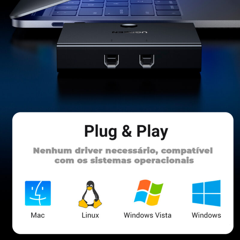 Switch de Compartilhamento Ugreen Usb 2.0 para Usb Tipo B