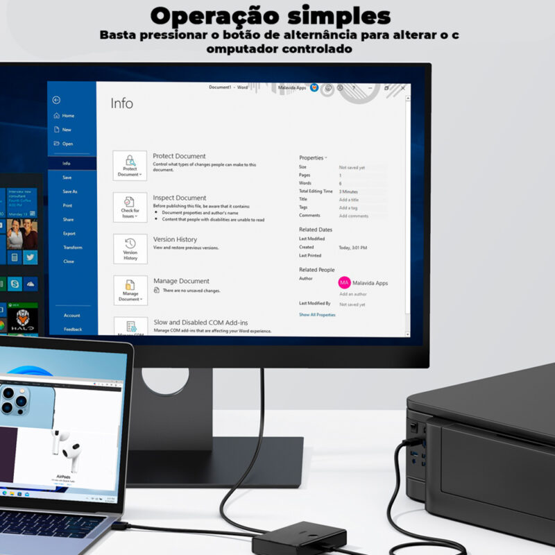 Switch de Compartilhamento Ugreen Usb 2.0 para Usb Tipo B