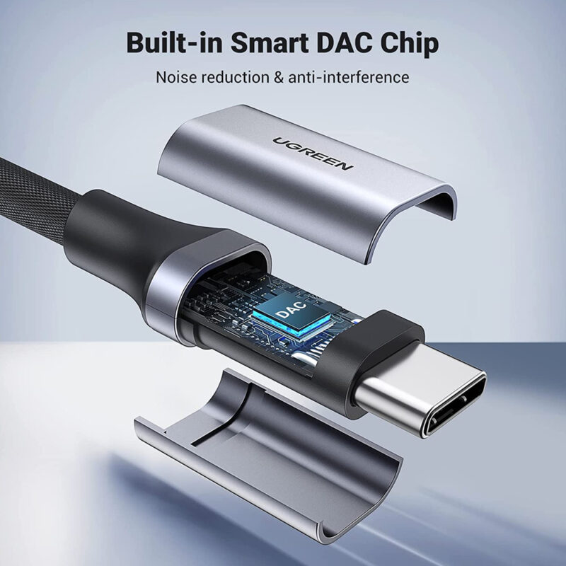 Cabo Áudio Ugreen Av161 Usb Tipo C para 3,5mm 10cm Cinza
