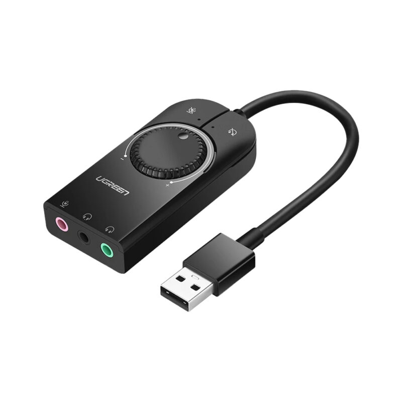 Adaptador Áudio Externo Ugreen 3 em 1 Interf. Usb 2.0 15cm