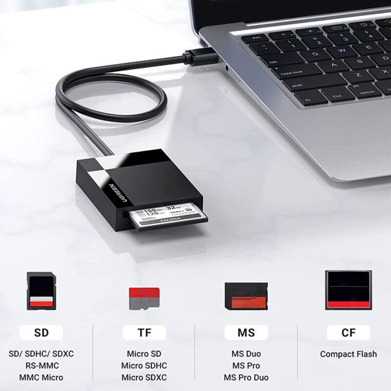Leitor de Cartão Memória Ugreen pra Usb 3.0 Externo Portátil