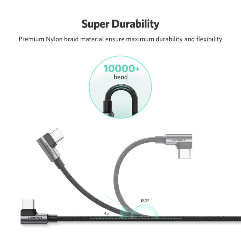 Cabo de Dados Angular Ugreen Us176 Usb 2.0 p Usb TipoC 1m