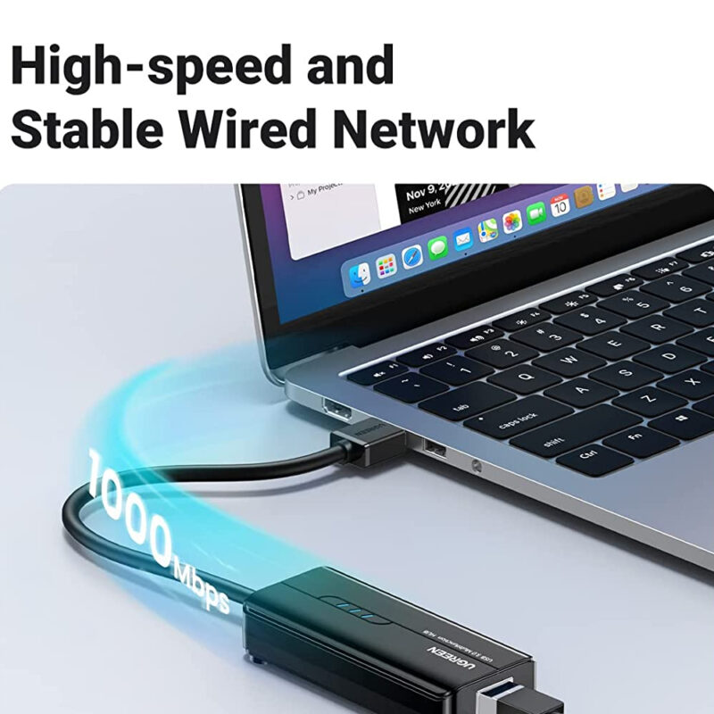 Hub Adaptador Usb 3.0 Ugreen 4 em 1 com Porta Rj45 Ethernet