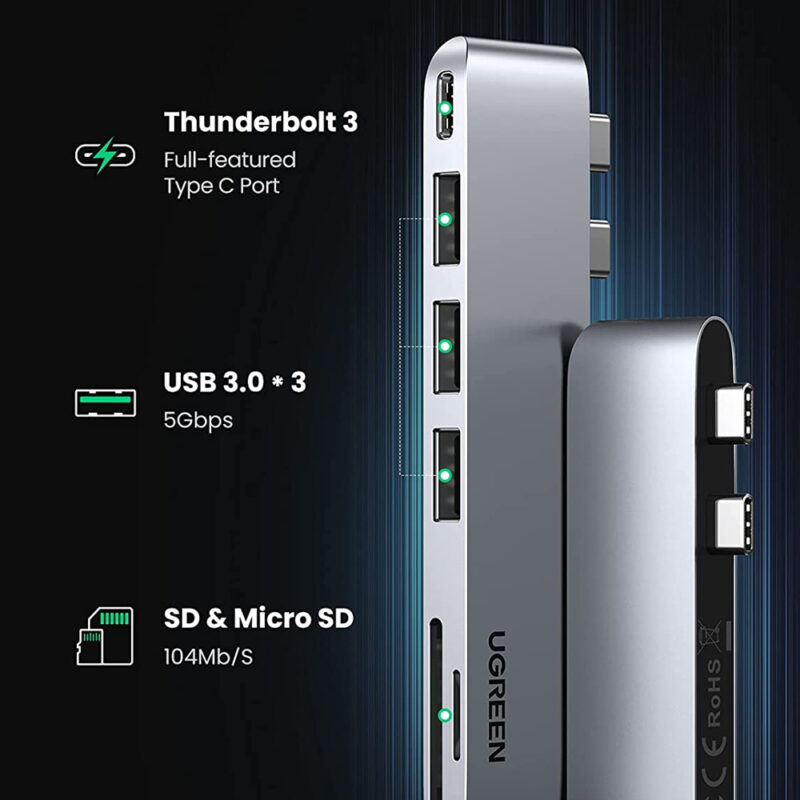 Hub Adaptador USB-C Ugreen 6 em 2 para MacBook Air e Pro