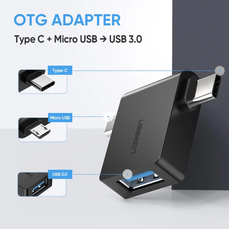 Adaptador Ugreen Micro Usb e Usb-C Macho para Usb 3.0 Fêmea