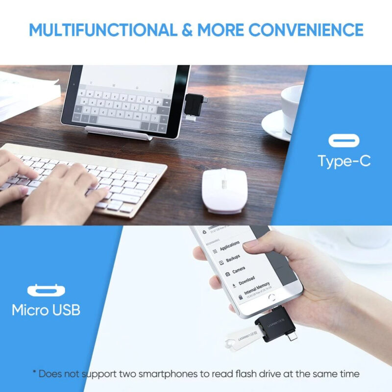 Adaptador Ugreen Micro Usb e Usb-C Macho para Usb 3.0 Fêmea