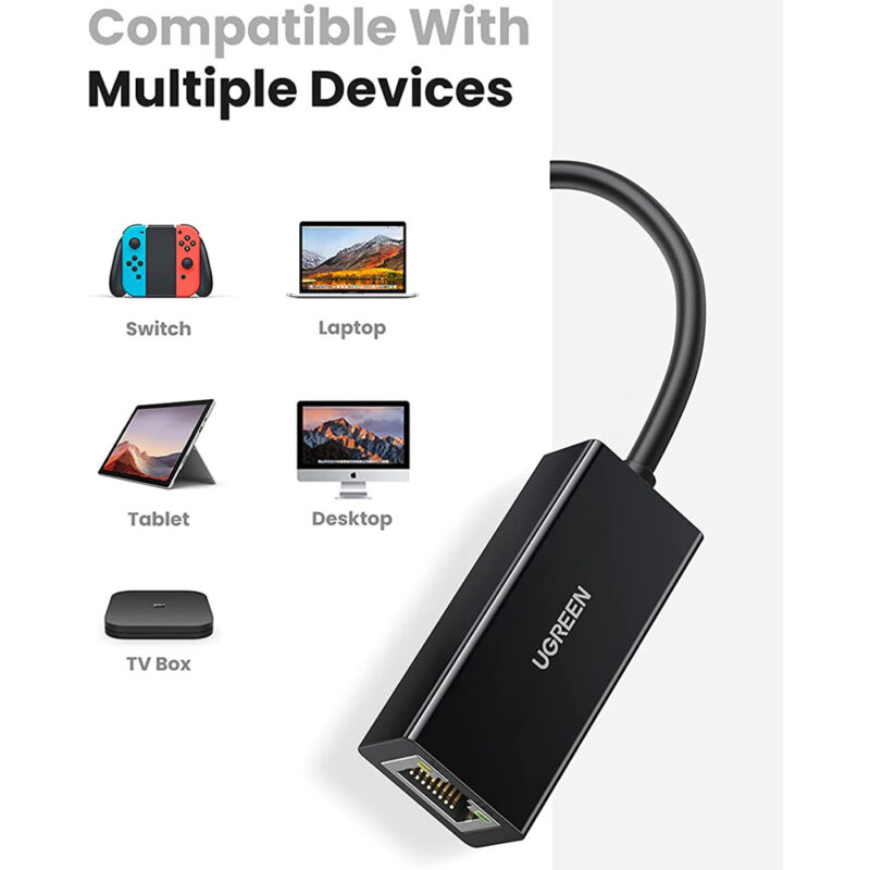 Hub Adaptador Ugreen Usb 2.0 pra Rj45 Ethernet 10/100Mbs