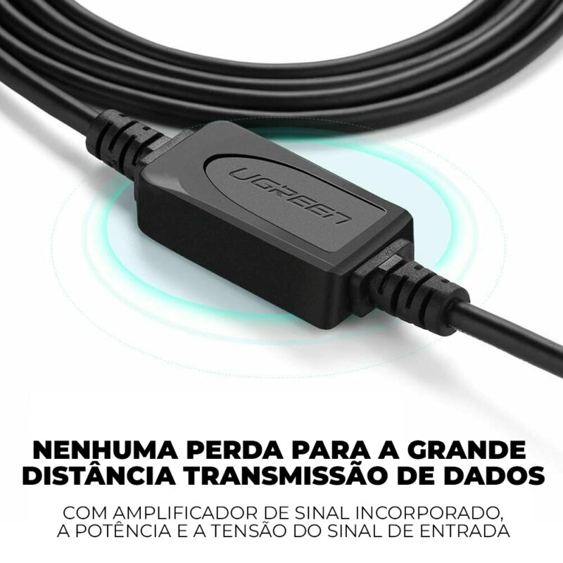 Cabo Impressora Ugreen Usb 2.0 para B Macho Ativo 15M
