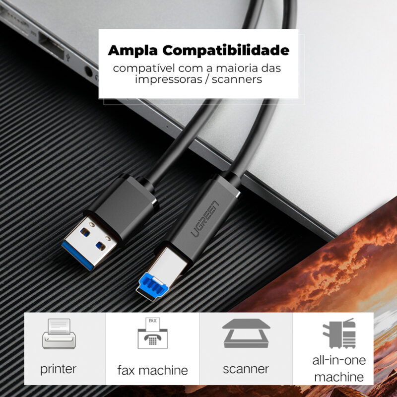 Cabo Impressora Usb 3.0 para Usb 3.0 Macho Ugreen 1 Metro