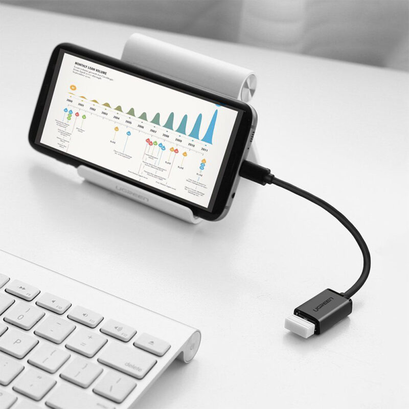 Adaptador Micro Usb para Usb A Fêmea Ugreen Macho 15cm Preto