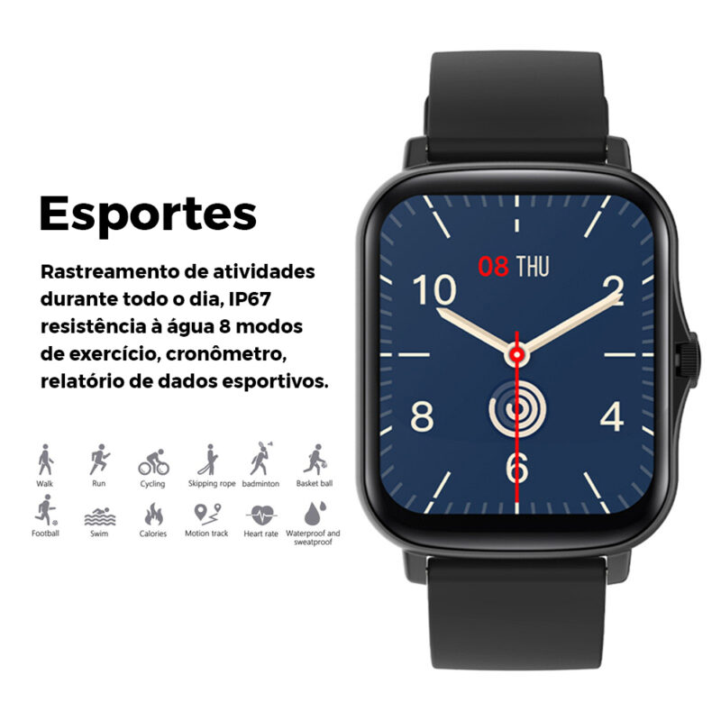 Relógio Smartwatch Colmi P8 Plus BT 5.1 Tela 1.69 pol. Preto