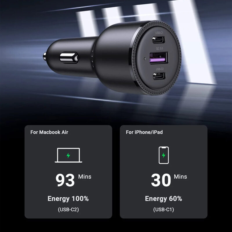 Carregador Veicular Ugreen Usb C e Usb A Suporta Qc 3.0 18W