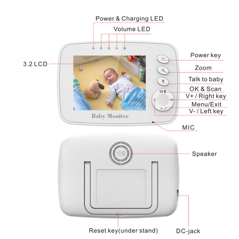 Babá Eletrônica Baby Monitor Sem Fio 2.4Ghz Tela 3.2 pol. SM32