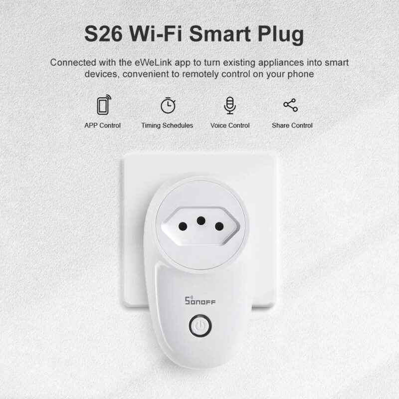 Plug Tomada WiFi Sonoff S26r2 Google Alexa Casa Inteligente