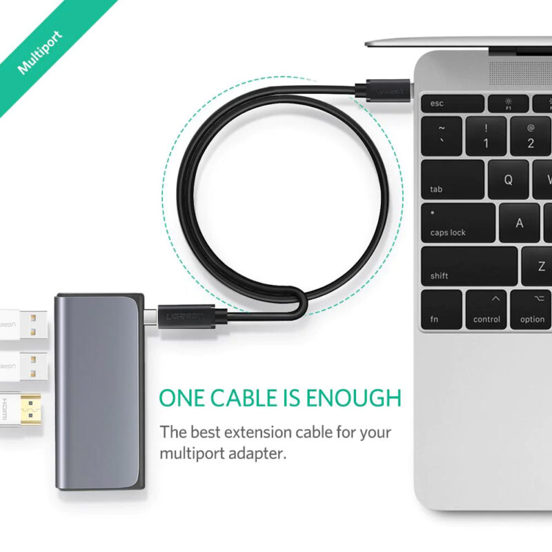 UGREEN USB Type C Male to Female Extension Cable 0.5m (Black) 40574