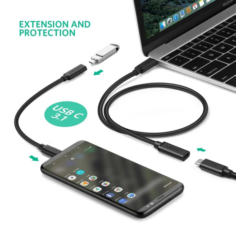 UGREEN USB Type C Male to Female Extension Cable 0.5m (Black) 40574