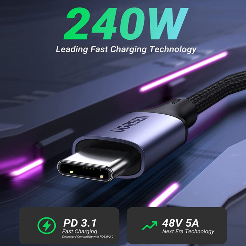 UGREEN USB-C to USB-C Cable 240W Aluminum Case with Braid 2m (Space Gray) 90440