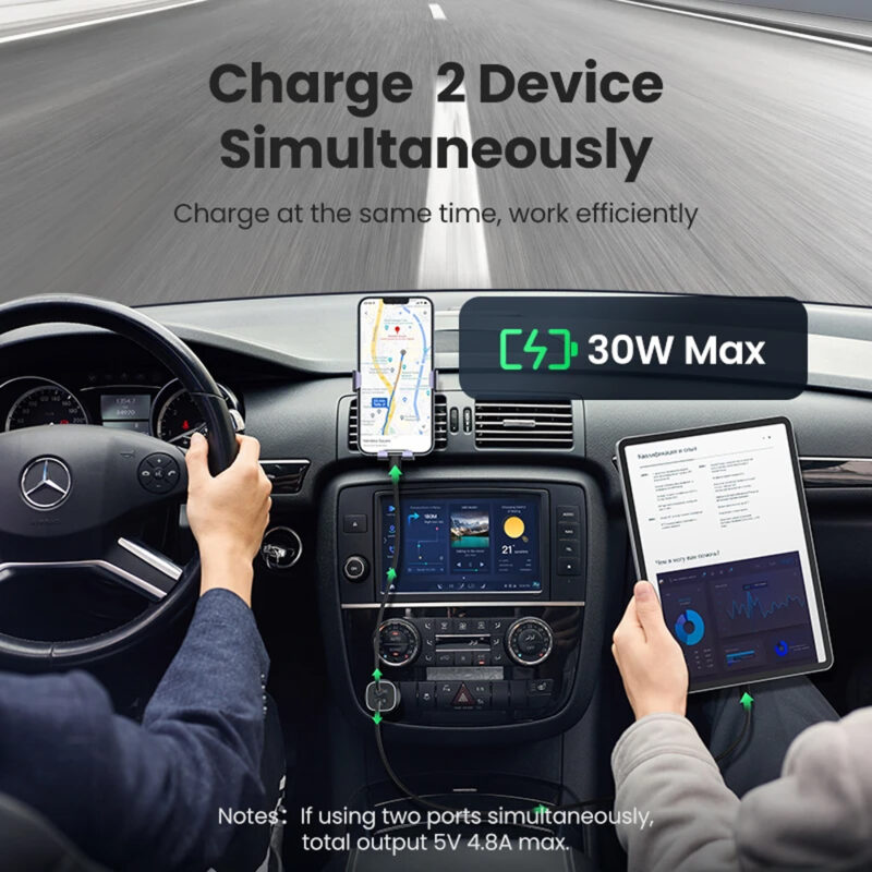 UGREEN A+C Dual-Port Car Charger PD30W+SCP22.5W - 40858