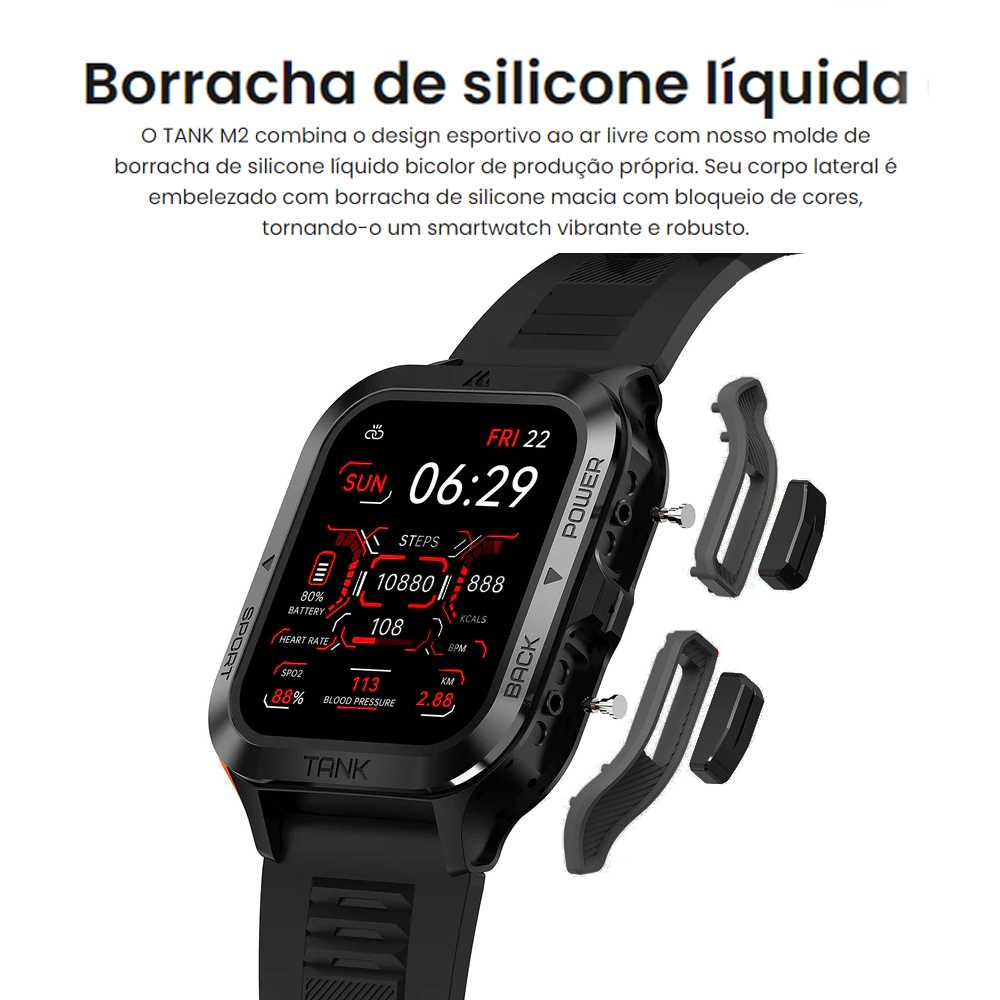 Relógio kospet modelo tank m2