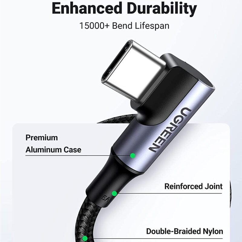 UGREEN Right Angle USB-C Cable 2m (Space Gray) 70698