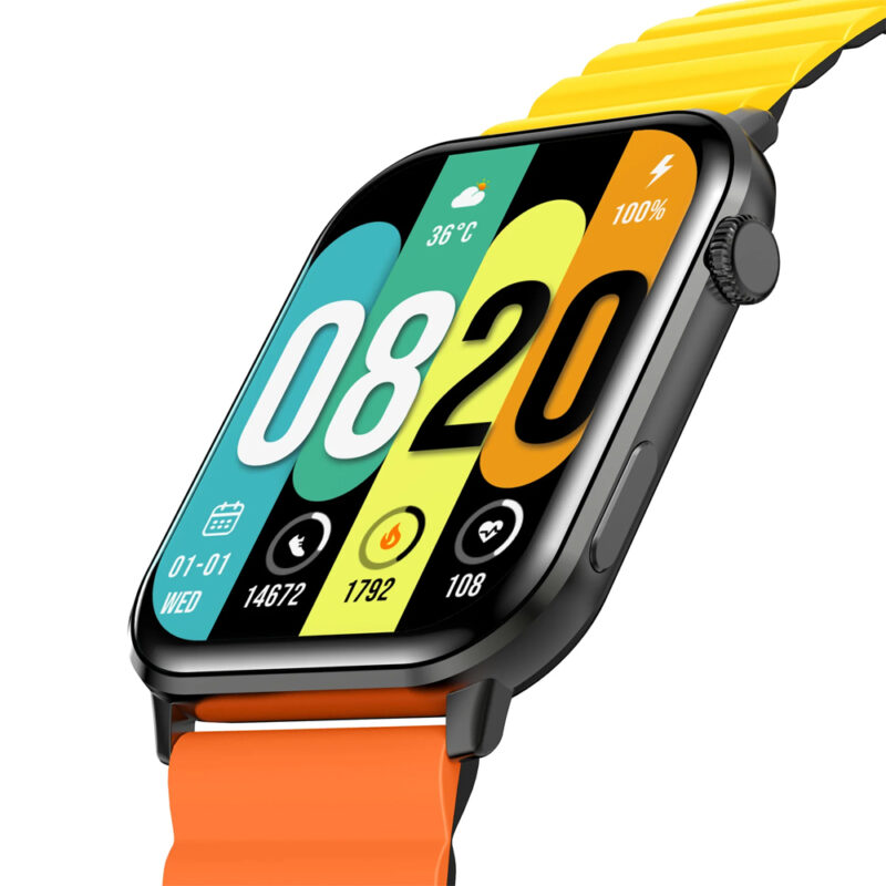 Kieslect Calling Watch Ks Black, sku YFT2031EU Straps color: OG/YE/BK+BK