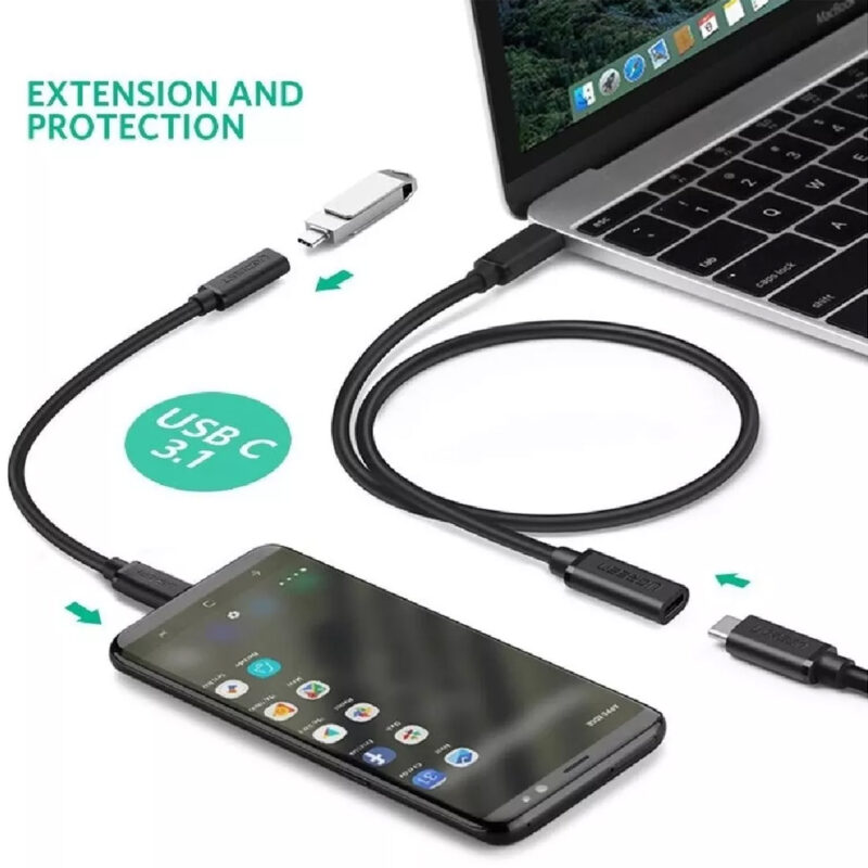 UGREEN USB-C/M to USB-C/F Gen2 5A Extension Cable 1m (Black) 10387
