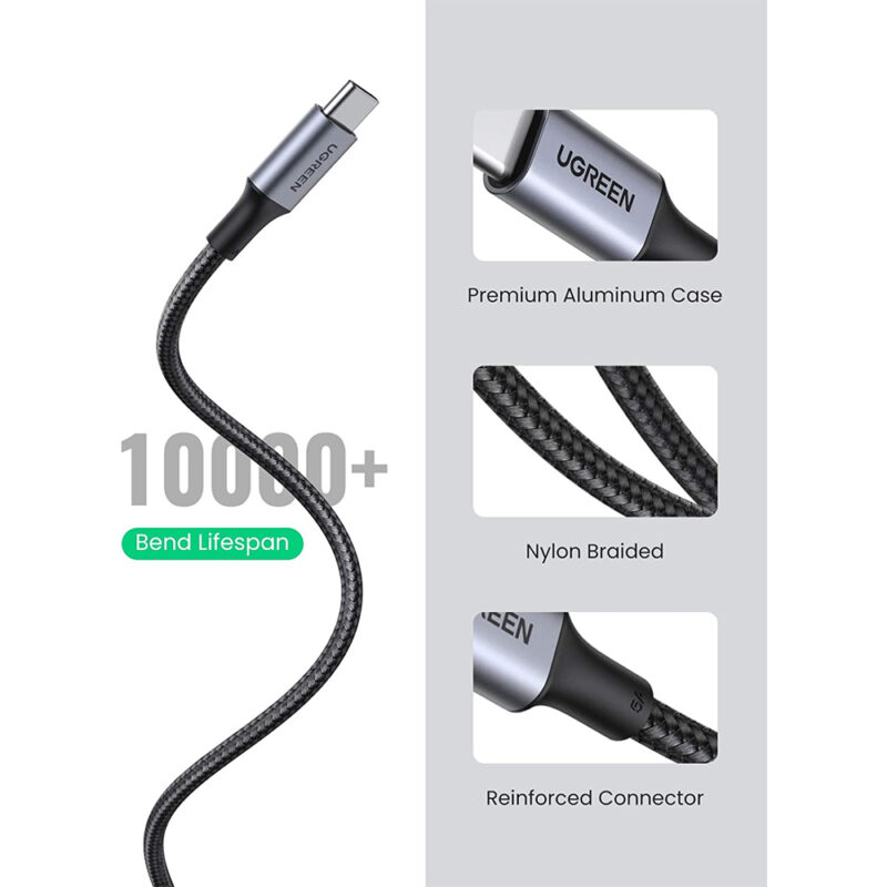 UGREEN USB-C Cable Aluminum Case with Braided 2m (Black) 70429