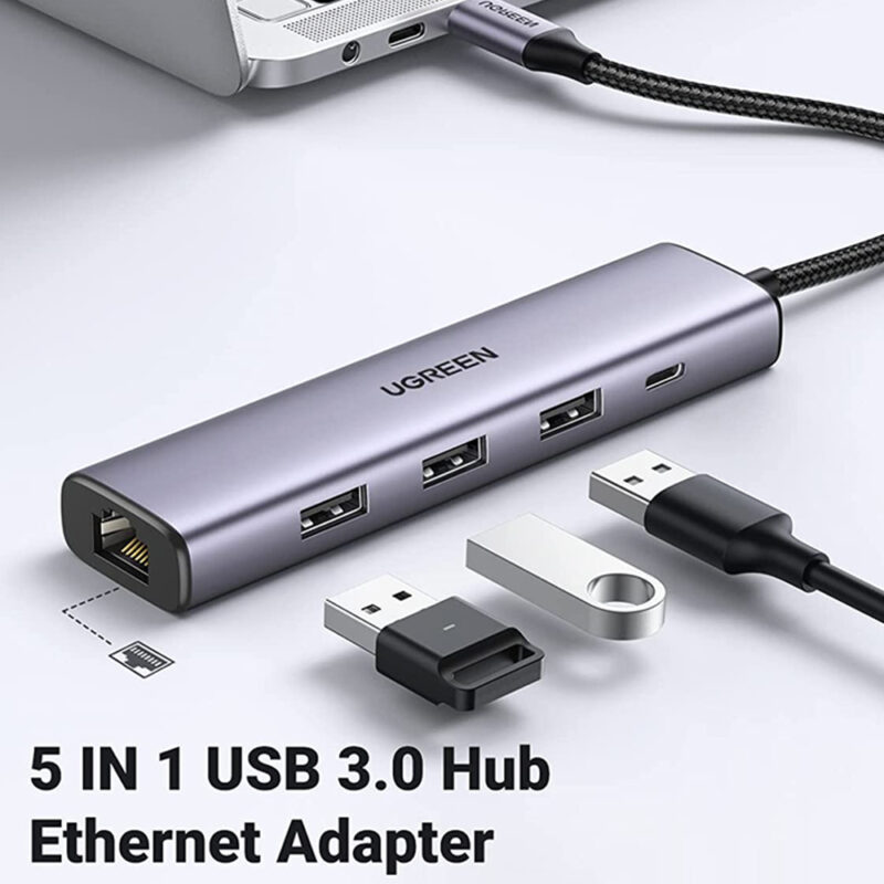 UGREEN USB3.0 to RJ45 (1000M) Ethernet Adapter Type-C Power Supply 60554