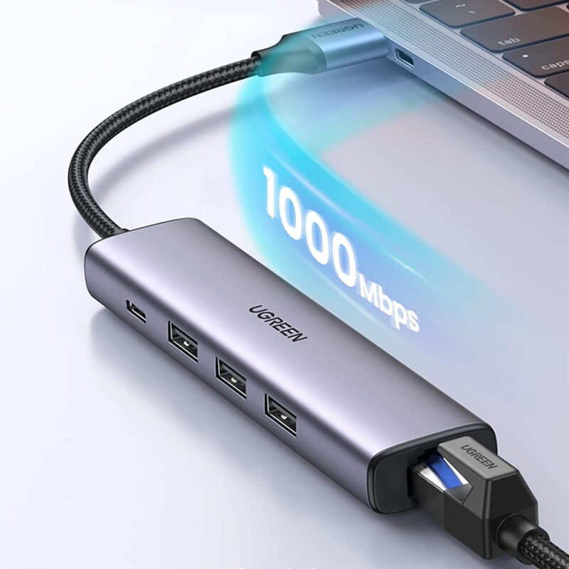 UGREEN USB3.0 to RJ45 (1000M) Ethernet Adapter Type-C Power Supply 60554