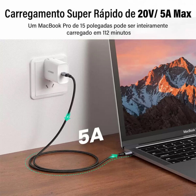 UGREEN USB-C to USB-C 2.0 Cable 100W Alu Case with Braid 1.5m (Space Gray) 70428