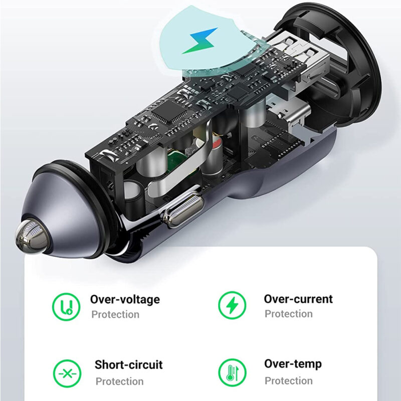 Carregador Veicular Ugreen 2em1 Usb A e C Apple Android