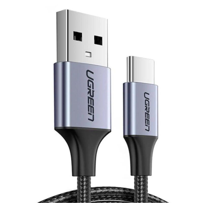 UGREEN USB-A 2.0 to USB-C Cable Nickel Plating Aluminum Braid 0.25m (Black) 60124