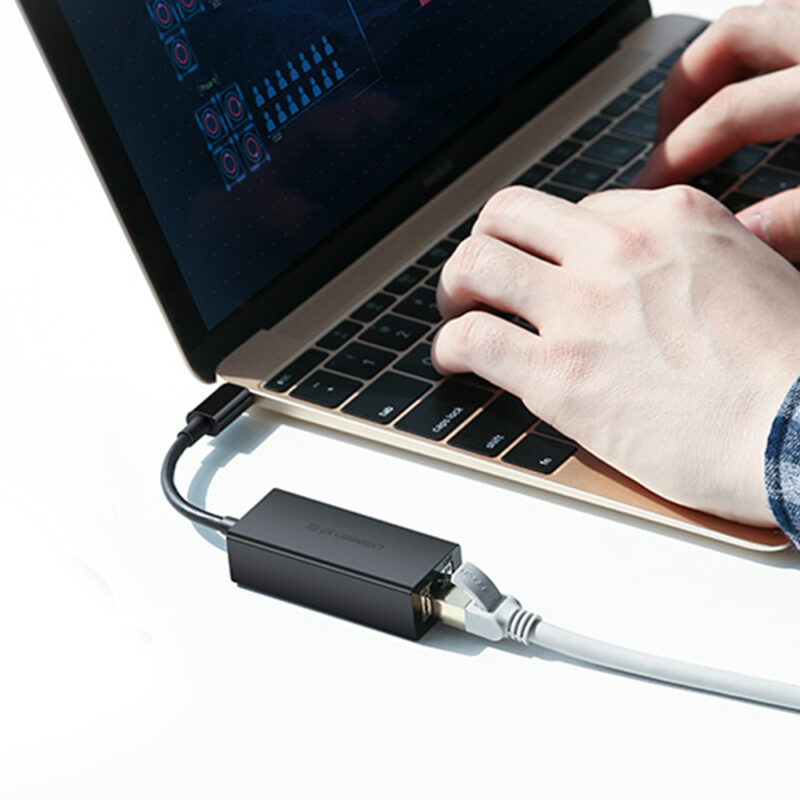 Ugreen Adaptador Usb C para Ethernet Rj45 1000Mbps Preto