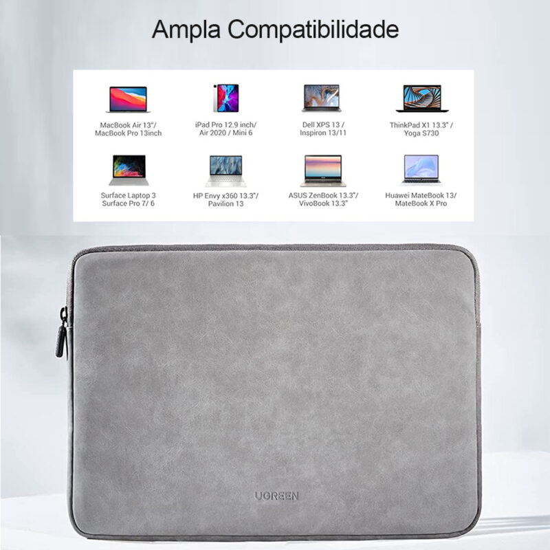 Case Bolsa Portátil Ugreen para Notebook de 13,3 pol. Cinza
