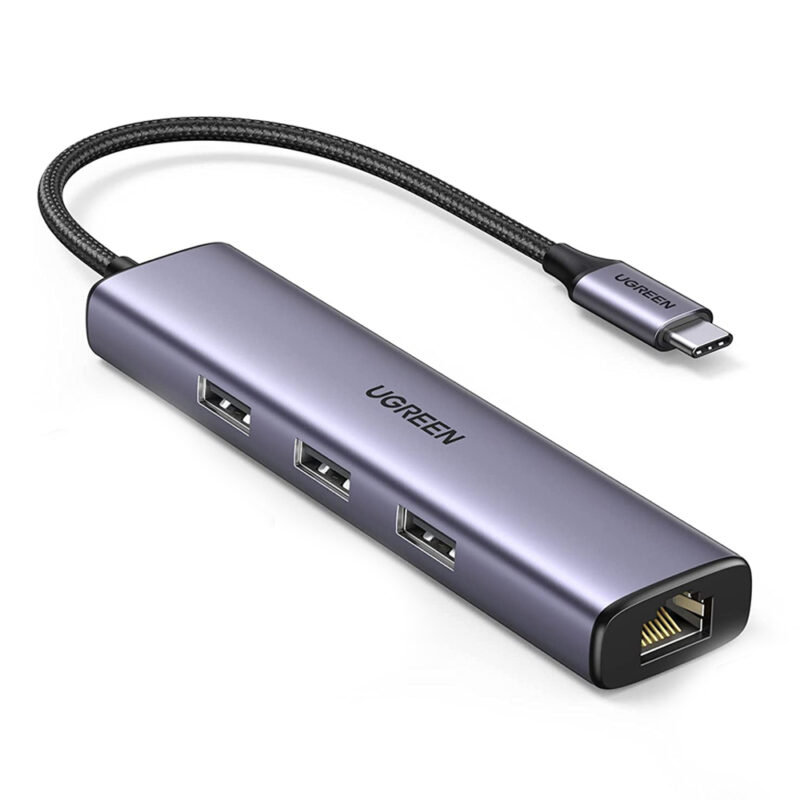 Ugreen 60600 adaptador Ethernet USB-C com 3 portas USB 3.0