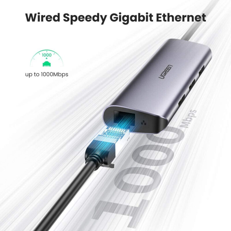 Adaptador Multiportas Ugreen Usb Tipo C para Usb 3.0/Rj45