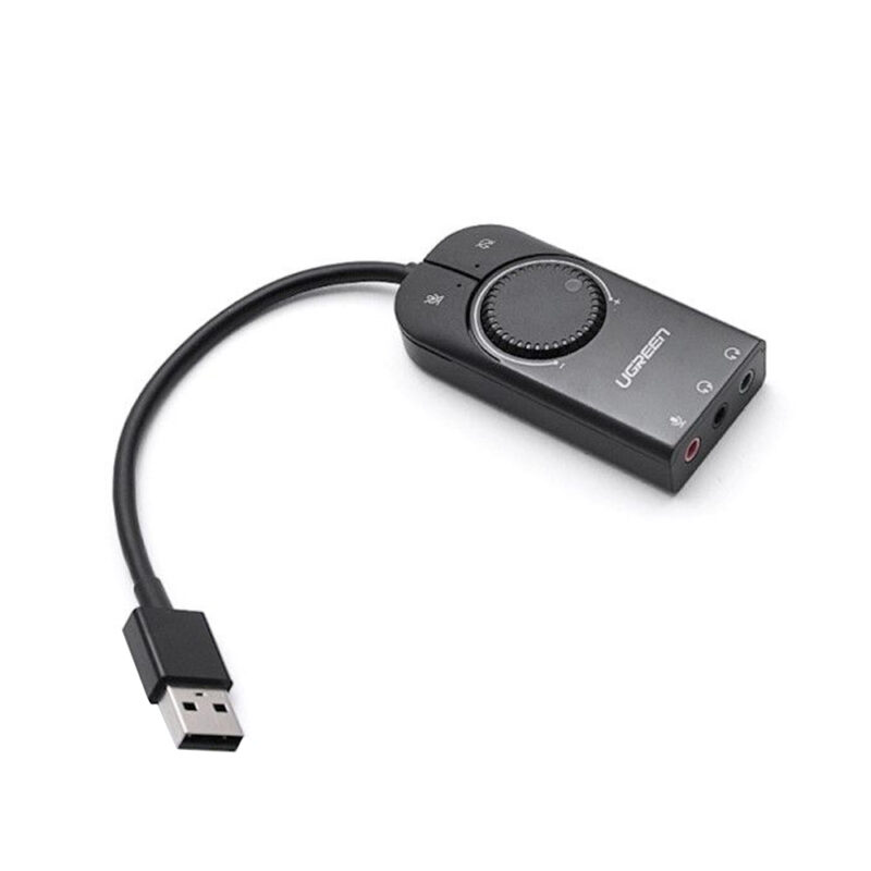 Adaptador Áudio Externo Ugreen 3 em 1 Interf. Usb 2.0 15cm