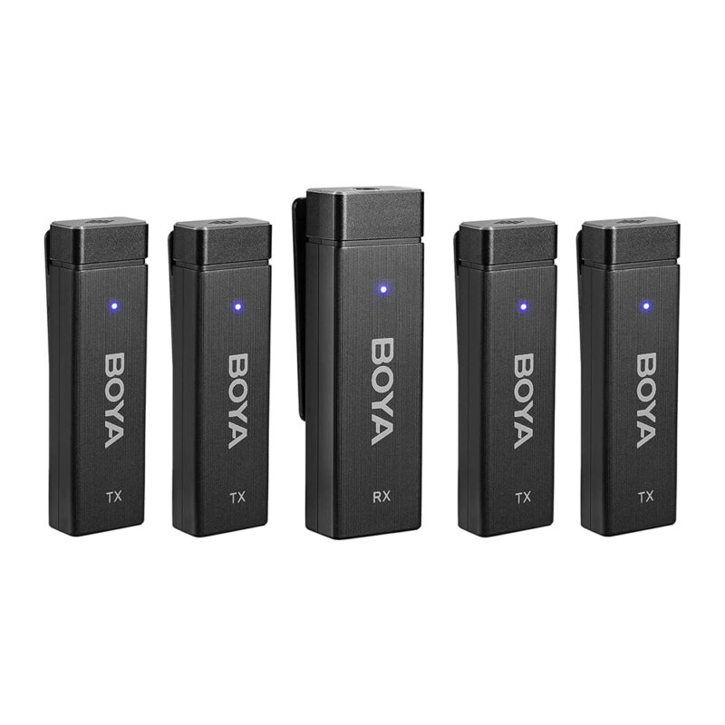 BOYA Ultracompact 2.4GHz Four-channel Wireless Microphone System Compatible with cameras, smartphones, tablets, PC, etc
