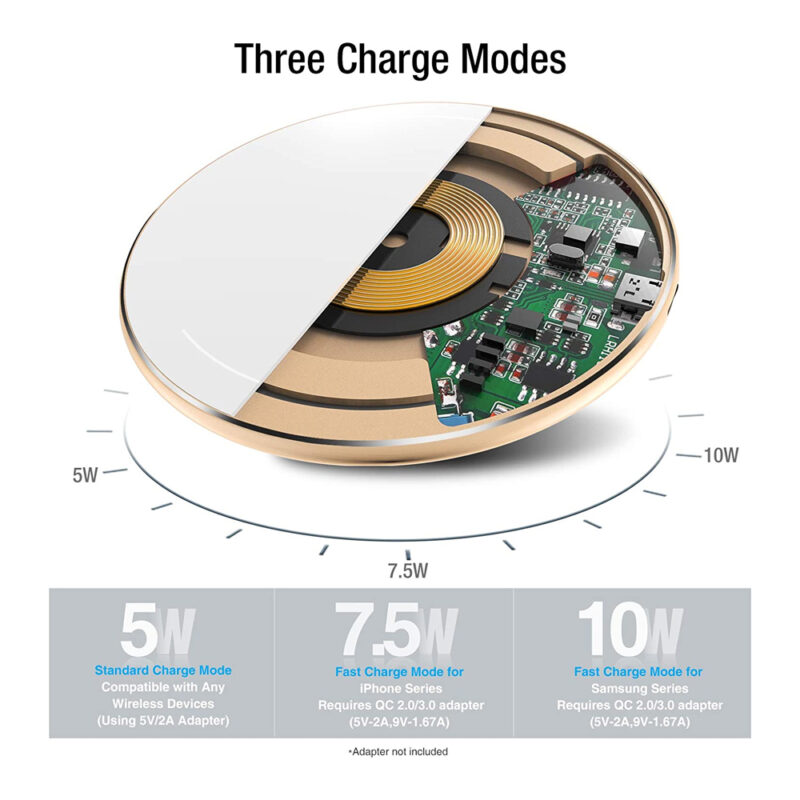 Carregador Sem Fio Tozo W1 e Cabo Usb-C/A Qc 2.0/3.0 Gold