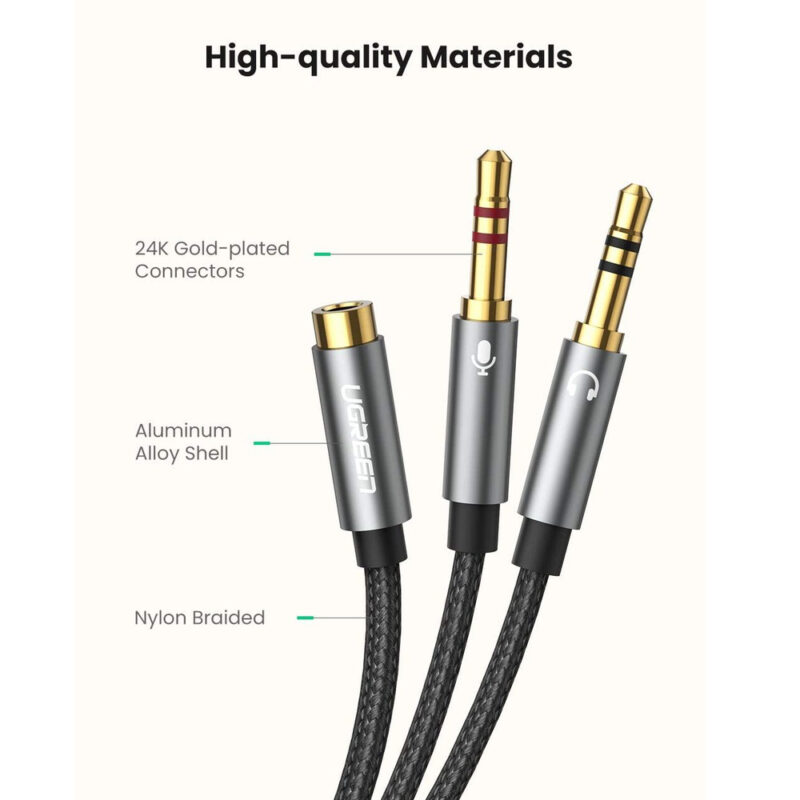 Cabo Áudio Fêmea Ugreen Divisor Fone Ouvido para 3.5mm Macho