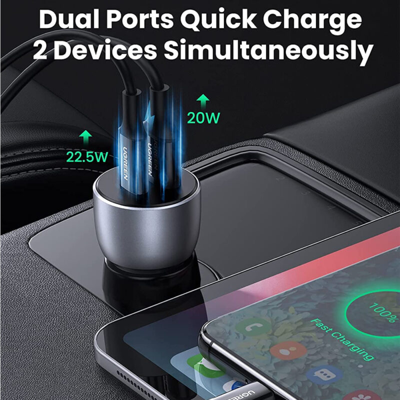 Carregador Veicular Ugreen 2em1 Usb A e C Apple Android