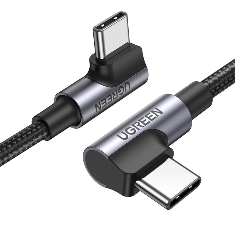 Cabo de Dados Ugreen Usb-C Angular Macho 1 Metro Preto