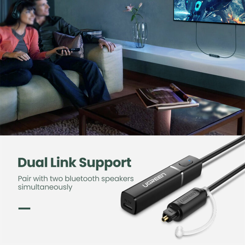 Transmissor Áudio Bluetooth Ugreen Plug Óptico Suporta Aptx