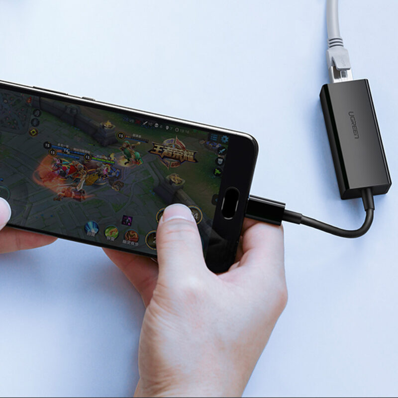Ugreen Adaptador Usb C para Ethernet Rj45 1000Mbps Preto