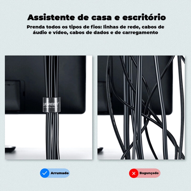 Organizador Braçadeira Cabo Ugreen Pc e Instrumentos 2 Metro