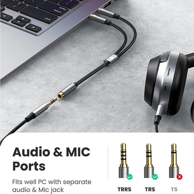 Cabo Áudio Fêmea Ugreen Divisor Fone Ouvido para 3.5mm Macho